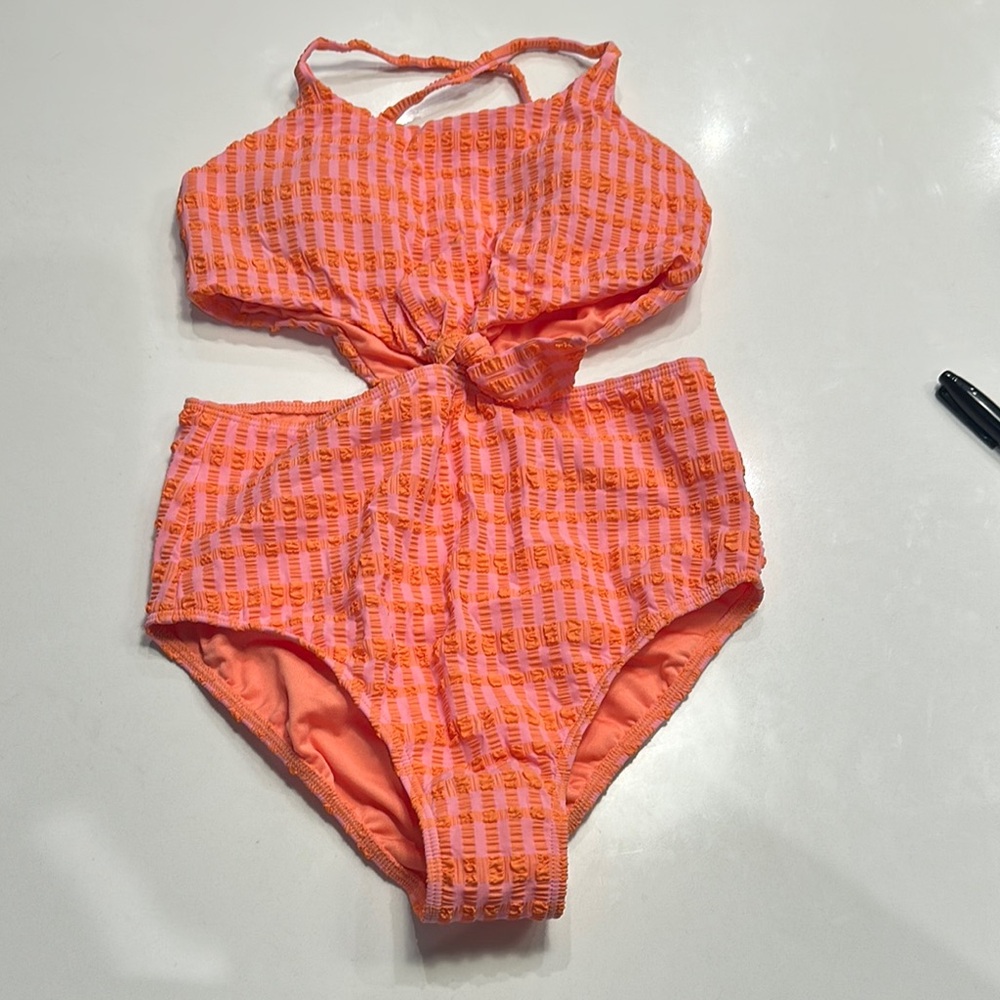 Orange Textured Swimsuit